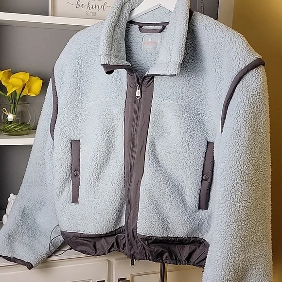 Free People Movement Cozy Ice Flow Blue Fleece Nylon Jacket - Picture 10 of 15